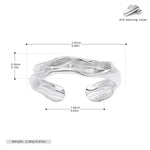 S925 Sterling Silver Luxury Niche Ring with Unique Texture and Irregular Opening