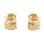 S925 Sterling Silver Gold-plated Irregular Natural Crystal Four-prong Earrings