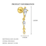 S925 sterling silver stud earrings with cubic zirconia(Single unit)