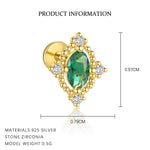 S925 Sterling Silver Stud Earrings with Green Zirconia(Single unit)