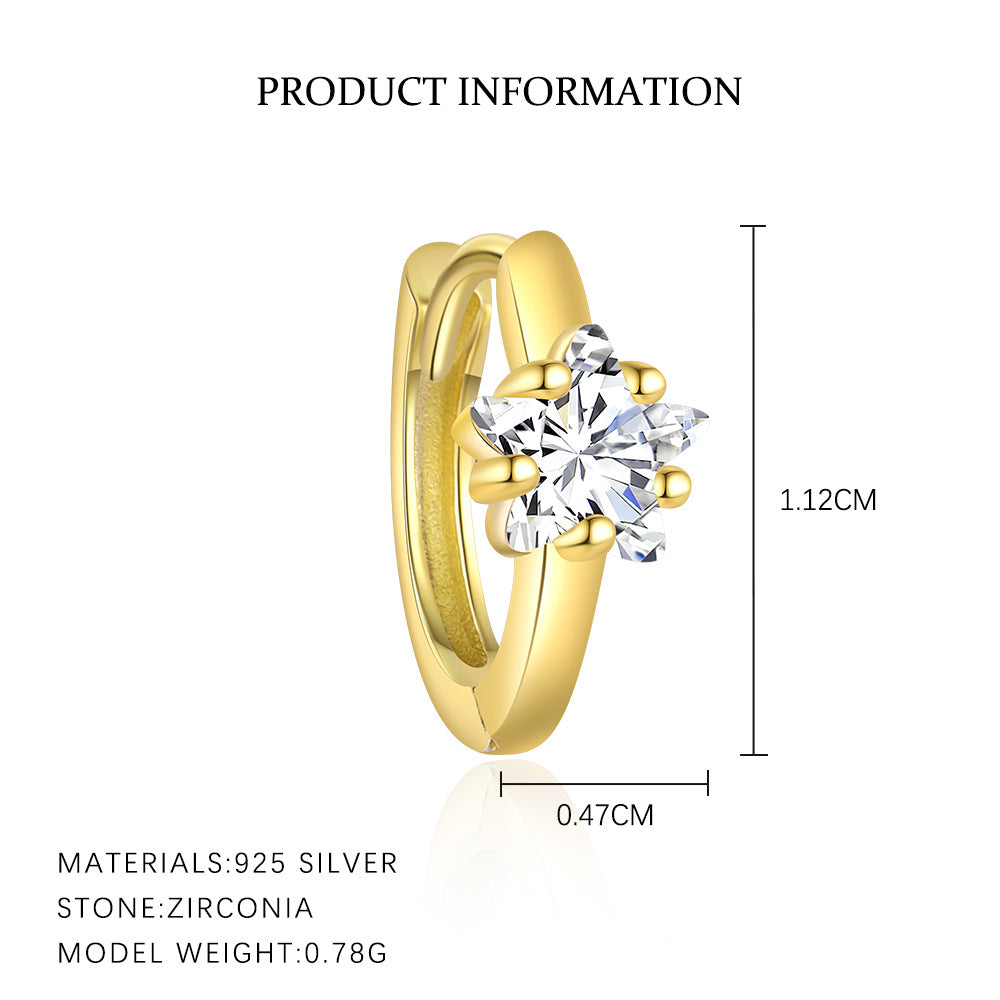 S925 Sterling Silver Zircon Stud Earrings(Single unit)