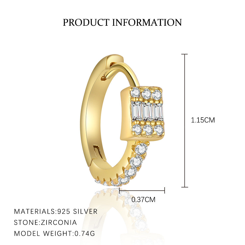 S925 Sterling Silver Square Zircon Earrings(Single unit)