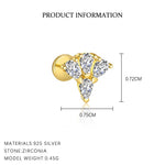 S925 Sterling Silver Teardrop-Shaped Stud Earrings with Zirconia(Single unit)