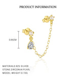 S925 Sterling Silver Heart-Shaped Stud Earrings with Zirconia