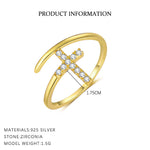 S925 Sterling Silver Open Ring with Zirconia