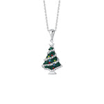 925 Sterling Silver Colorful Zircon Christmas Tree Necklace and Earring Set