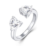 S925 Sterling Silver Square Moissanite Open Ring