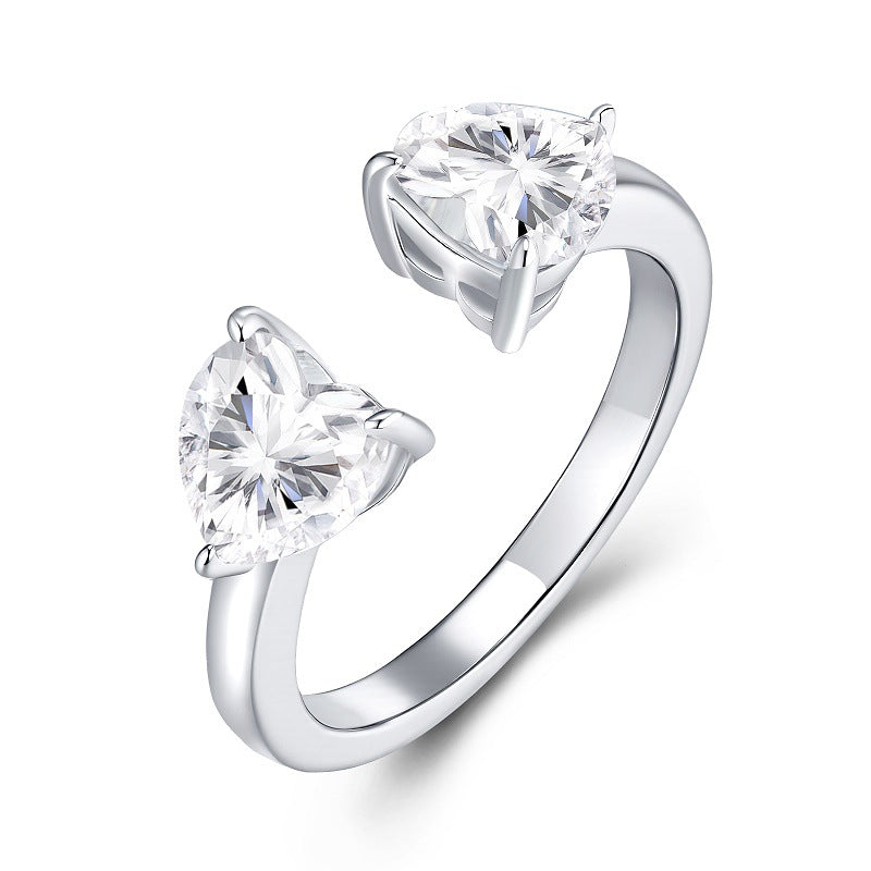 S925 Sterling Silver Square Moissanite Open Ring