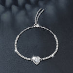 S925 Sterling Silver Moissanite Heart Bracelet