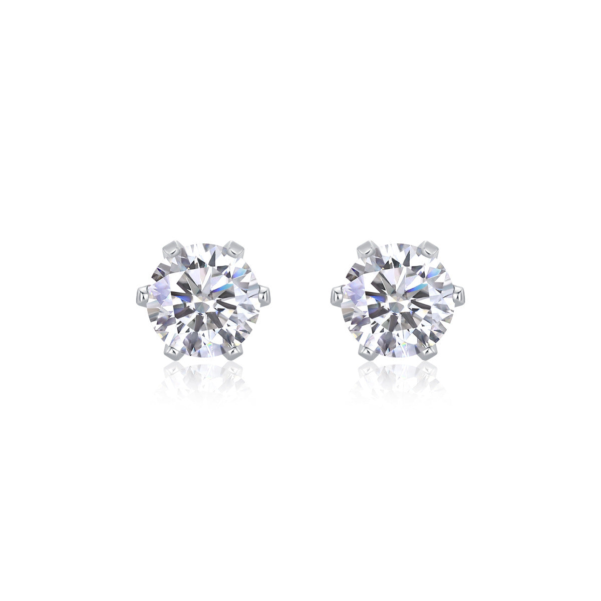 S925 Sterling Silver Round Moissanite Earrings for Sensitive Ears