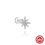 S925 Sterling Silver Bow Moissanite Flat-Back Threaded Cartilage Stud(Single unit)