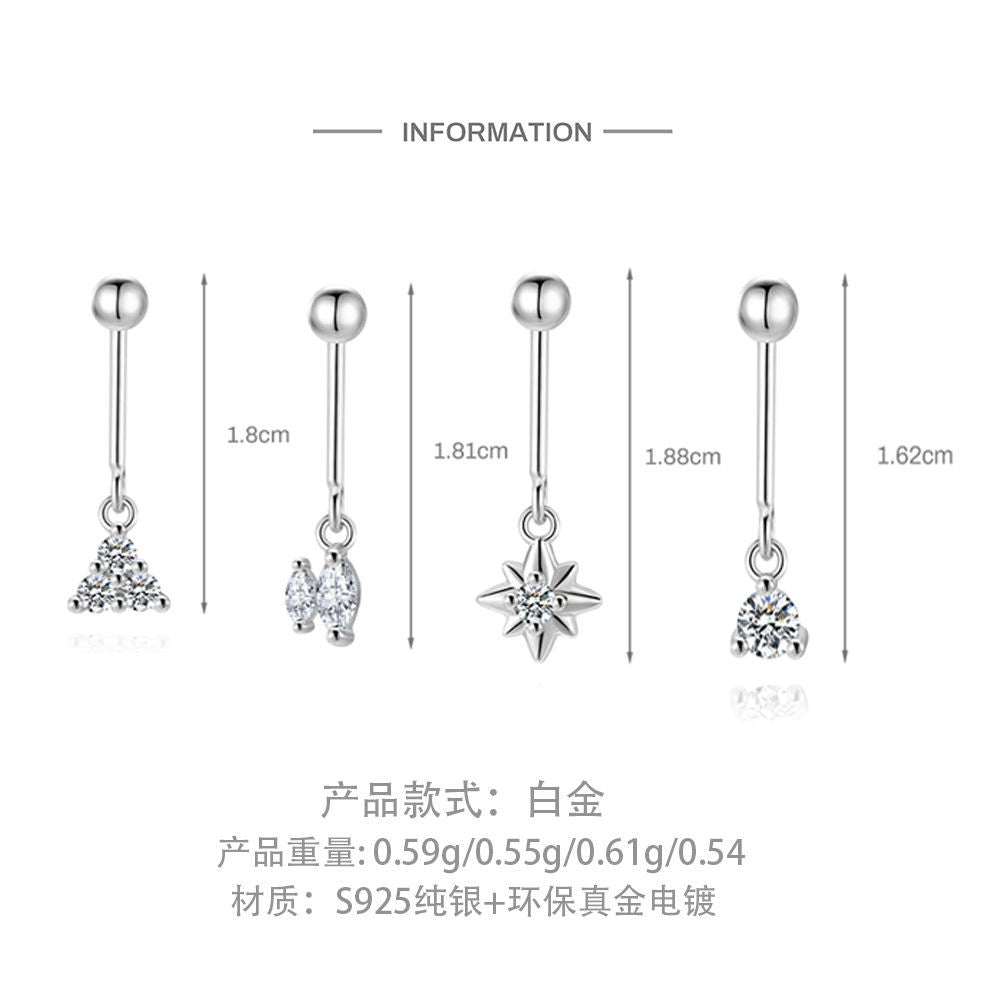 S925 Sterling Silver Bow Moissanite Flat-Back Threaded Cartilage Stud(Single unit)