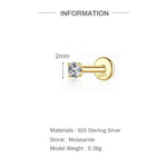 S925 Sterling Silver 4-Prong Flat-Back Moissanite Stud Earring(Single unit)