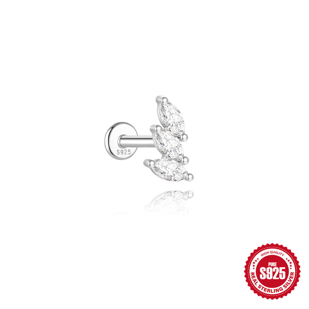 S925 Sterling Silver Spiral Cartilage Stud with Butterfly and Moissanite(Single unit)