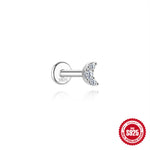 S925 Sterling Silver Hexagram Moissanite Threaded Cartilage Stud Earring(Single unit)