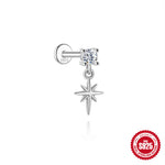 S925 Sterling Silver Hexagram Moissanite Threaded Cartilage Stud Earring(Single unit)