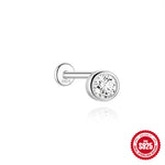 S925 Sterling Silver Moissanite Classic Bezel-Set Round Screw-Back Earrings(Single unit)