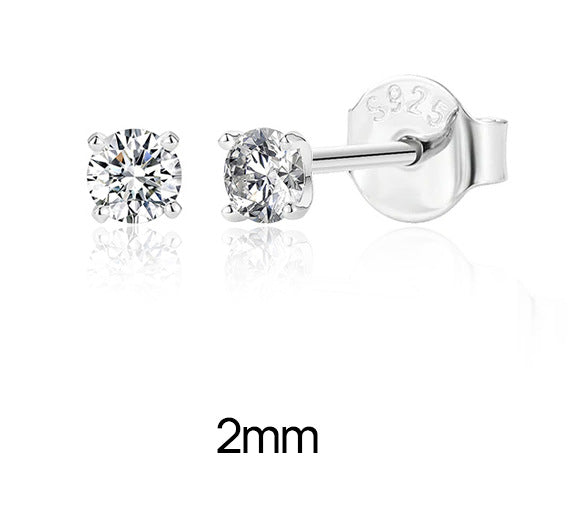 S925 Sterling Silver 0.5–1.2 Carat Four-Prong Ultra-Sparkling Moissanite Stud Earrings