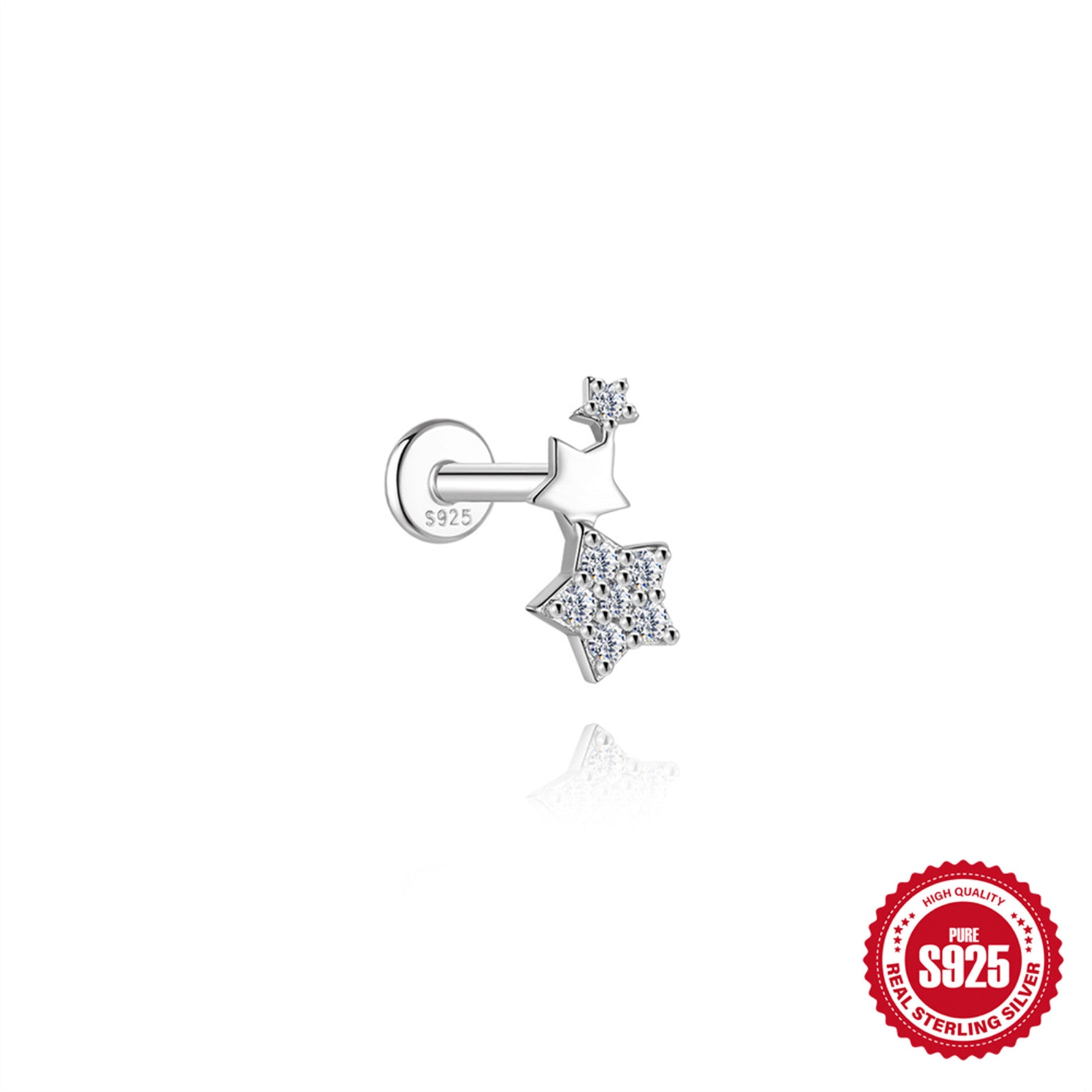 S925 Sterling Silver Moissanite Ear Stud(Single unit)
