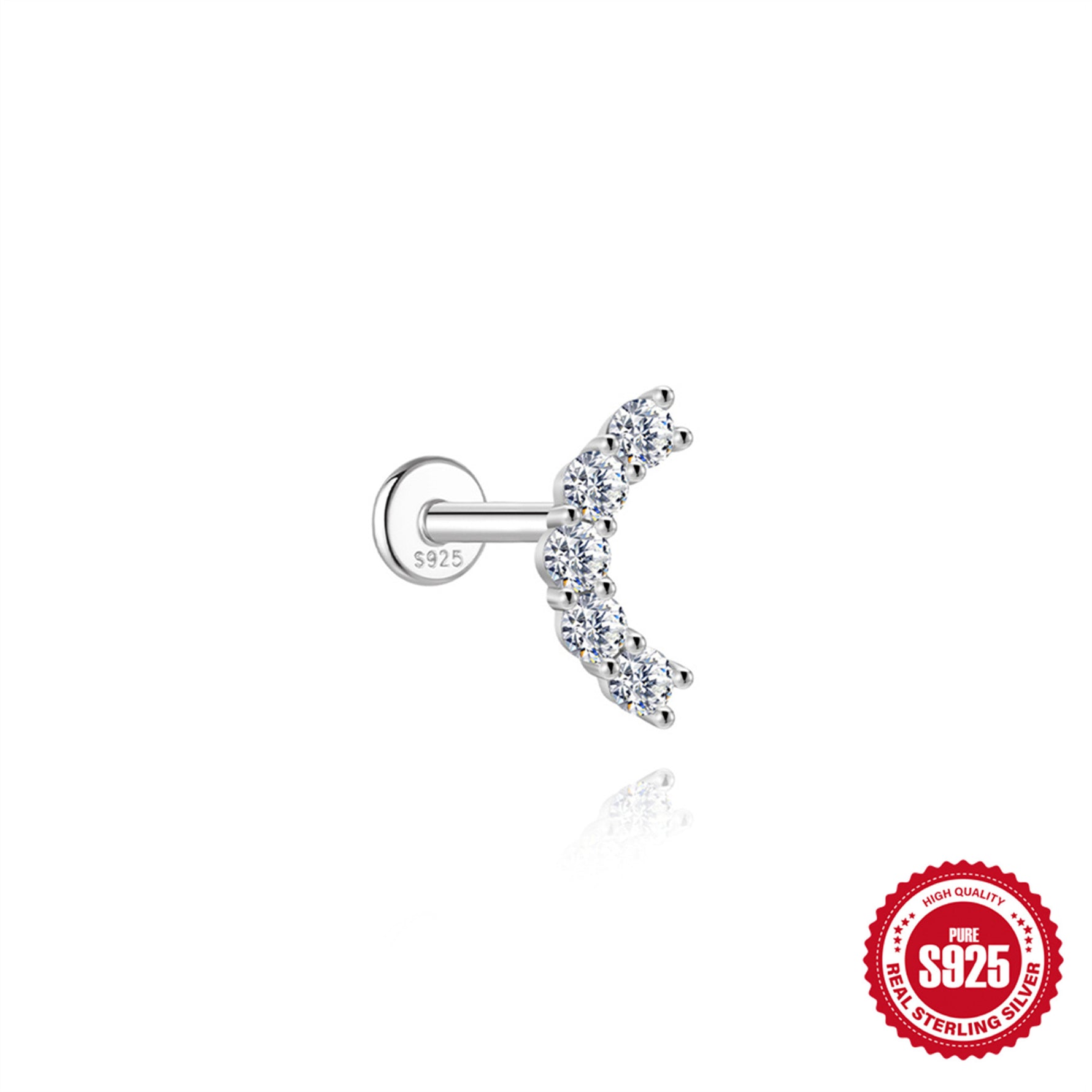 S925 Sterling Silver Moissanite Ear Stud(Single unit)