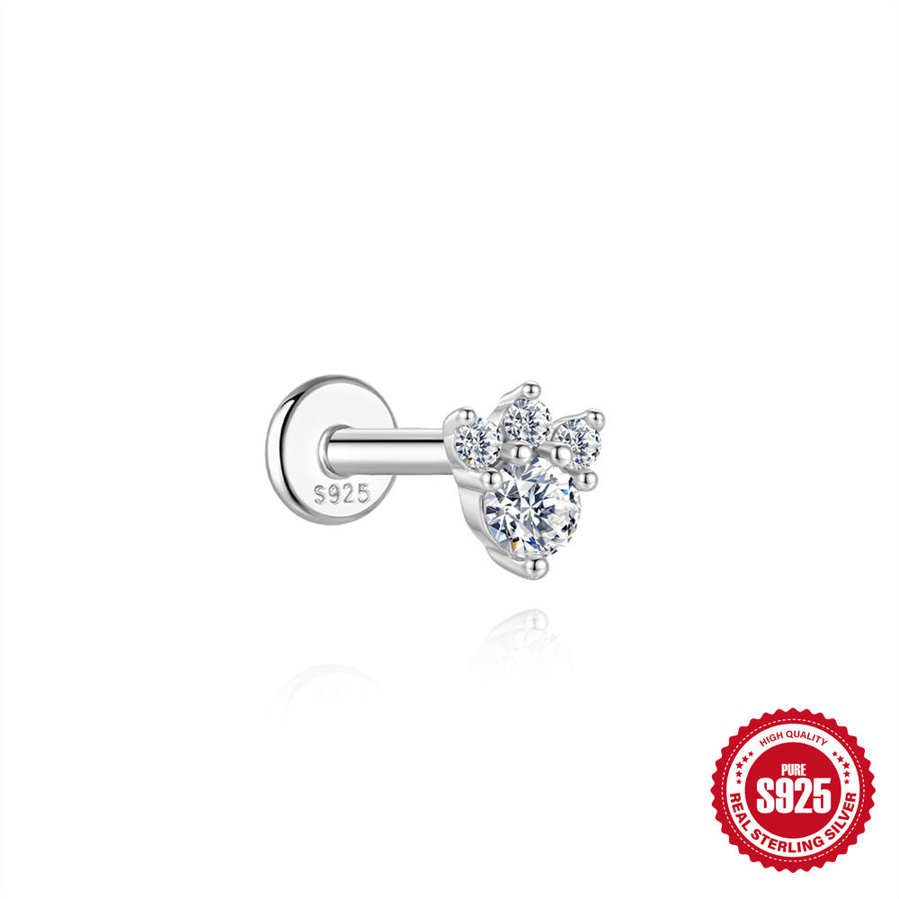S925 Sterling Silver Moissanite Threaded Cartilage Stud(Single unit)