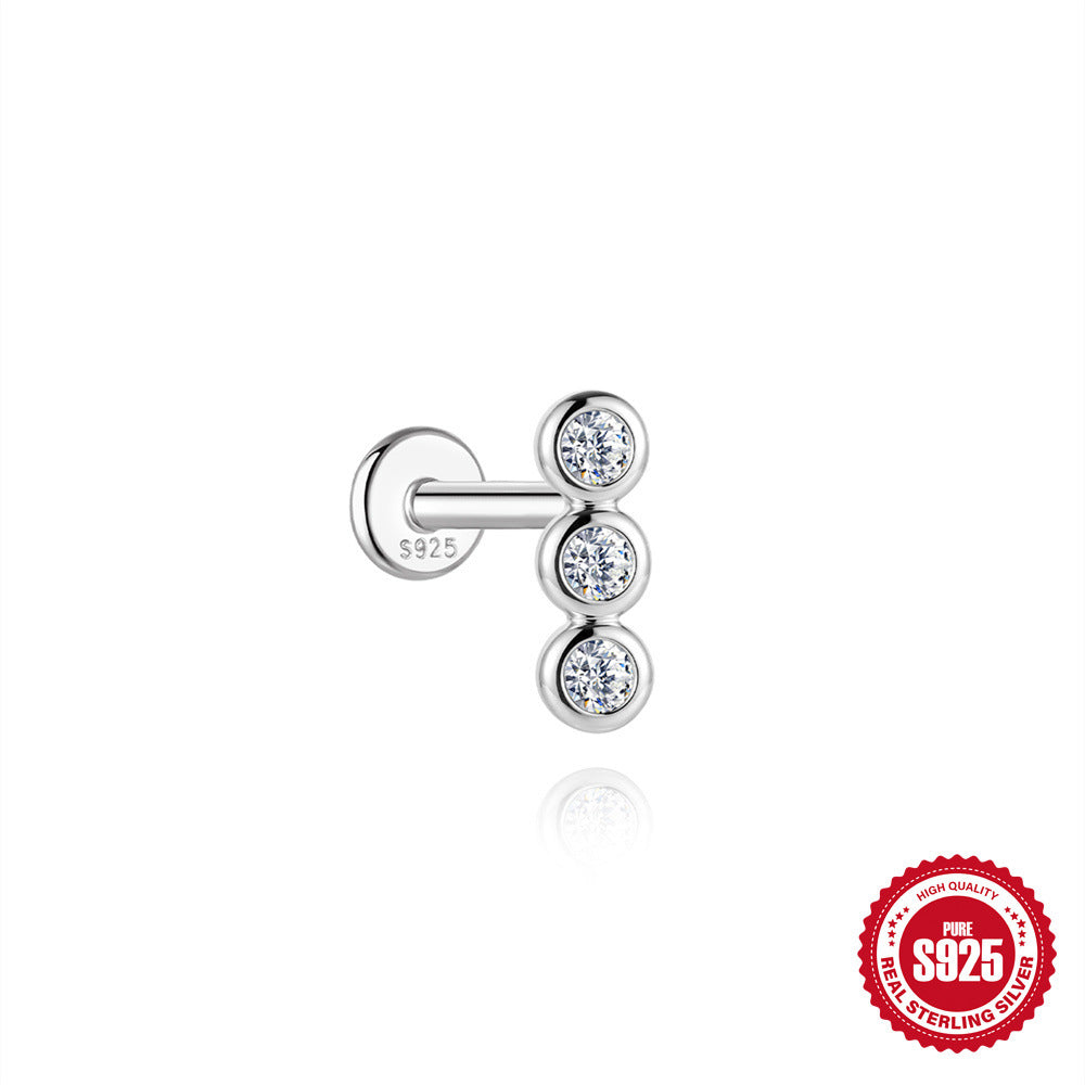 S925 Sterling Silver Moissanite Threaded Cartilage Stud(Single unit)
