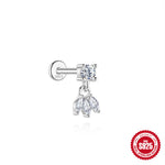 S925 Sterling Silver Moissanite Threaded Cartilage Stud(Single unit)