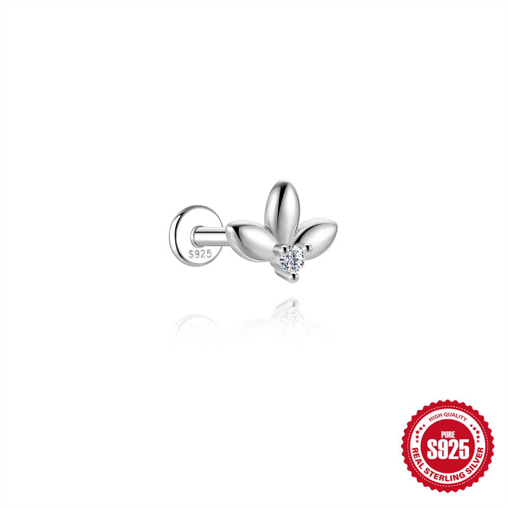 S925 Sterling Silver Moissanite Cartilage Stud Earring with Threaded Post(Single unit)
