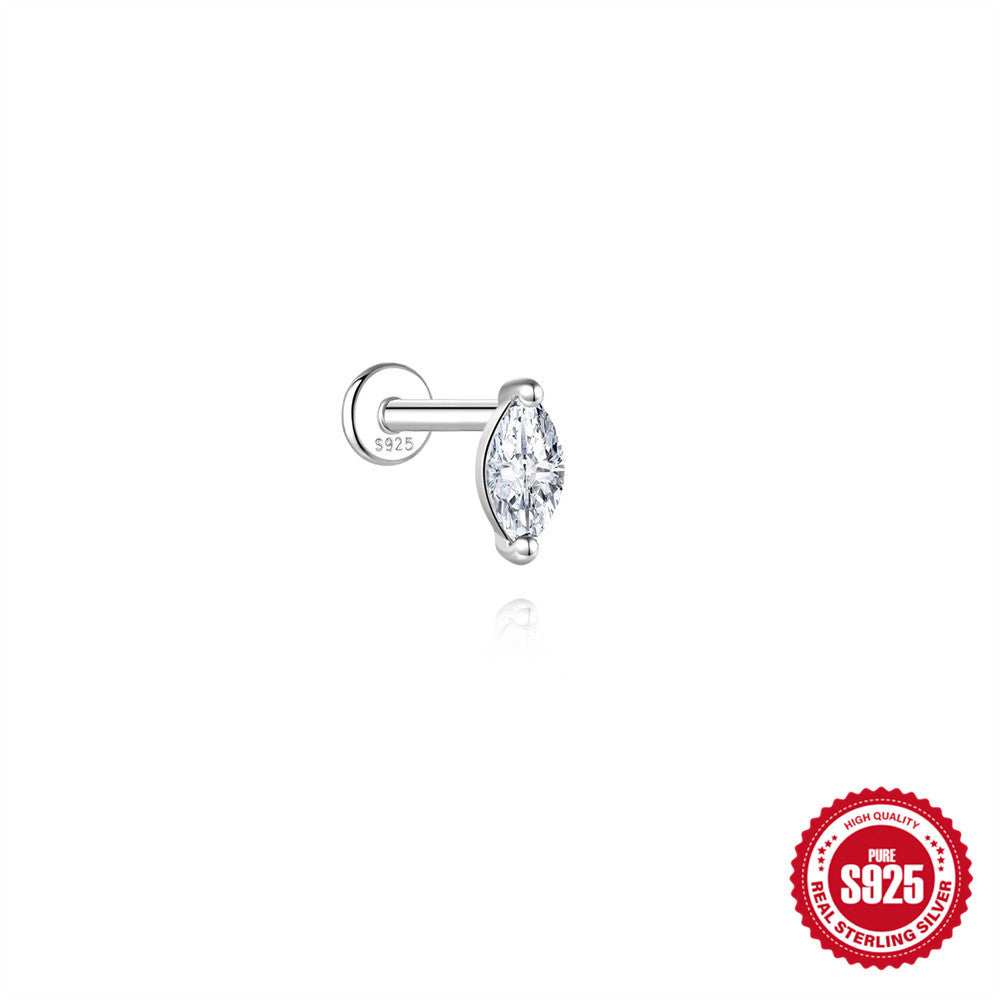 S925 Sterling Silver Moissanite Cartilage Stud Earring with Threaded Post(Single unit)