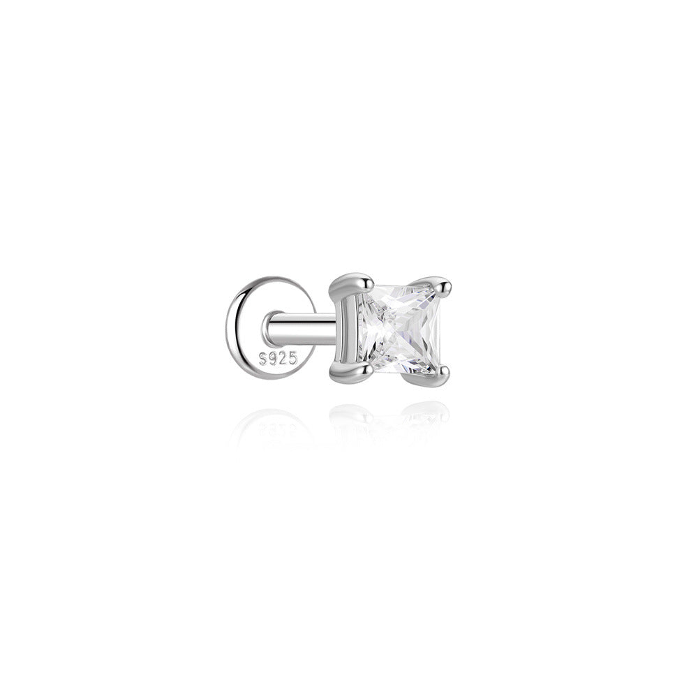 Authentic 925 Sterling Silver Geometric Earrings with D-Color Moissanite(Single unit)