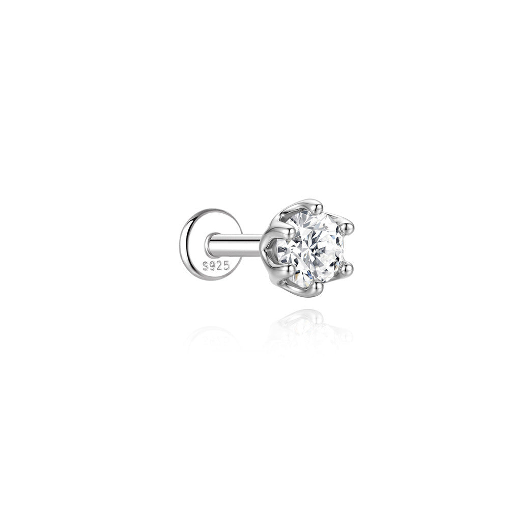 Authentic 925 Sterling Silver Geometric Earrings with D-Color Moissanite(Single unit)