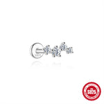 S925 Sterling Silver Moissanite Flat-Back Threaded Piercing Earring(Single unit)