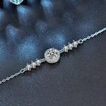 925 Sterling Silver Round Bag with Starry Sky Moissanite Bracelet