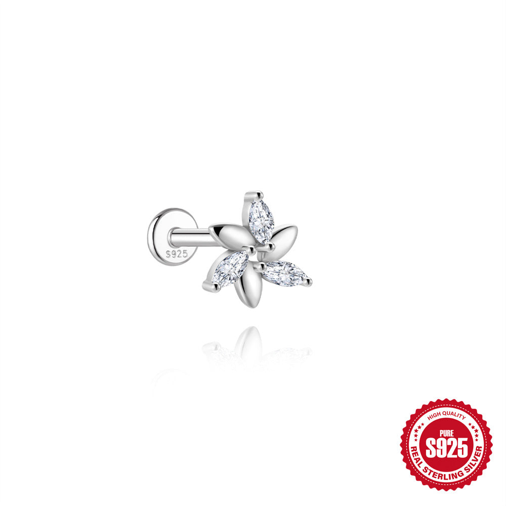 S925 Sterling Silver Snowflake & Wave Spinner Tassel Moissanite Earrings(Single unit)