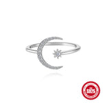 S925 Sterling Silver Moissanite Ring with Heart, Star, and Moon Motifs