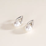 S925 Sterling Silver V-Shaped Horseshoe Earring Clasp with Faux Pearl