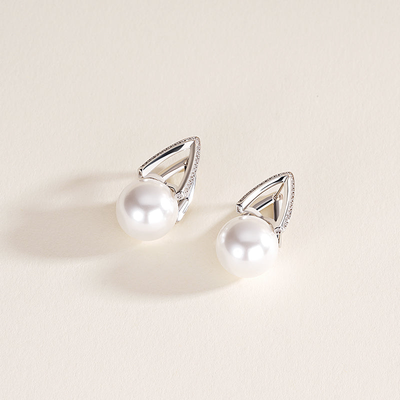 S925 Sterling Silver V-Shaped Horseshoe Earring Clasp with Faux Pearl