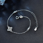 925 Sterling Silver Moissanite Four-Leaf Clover Bracelet