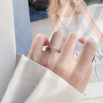 925 Sterling Silver Moissanite Six-Prong Diamond Ring