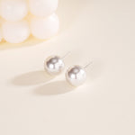 S999 Pure Silver Manta Rose-Colored Faux Pearl Stud Earrings