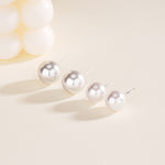 S999 Pure Silver Manta Rose-Colored Faux Pearl Stud Earrings
