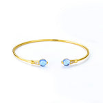 S925 Sterling Silver Gold Plated Geometric Gemstone Zircon Inlaid Bangle