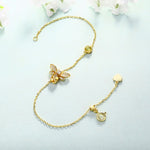 S925 Sterling Silver Yellow Crystal Bee Bracelet