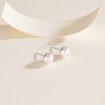 S999 Pure Silver Manta Rose-Colored Faux Pearl Stud Earrings
