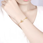 S925 Sterling Silver Yellow Crystal Bee Bracelet