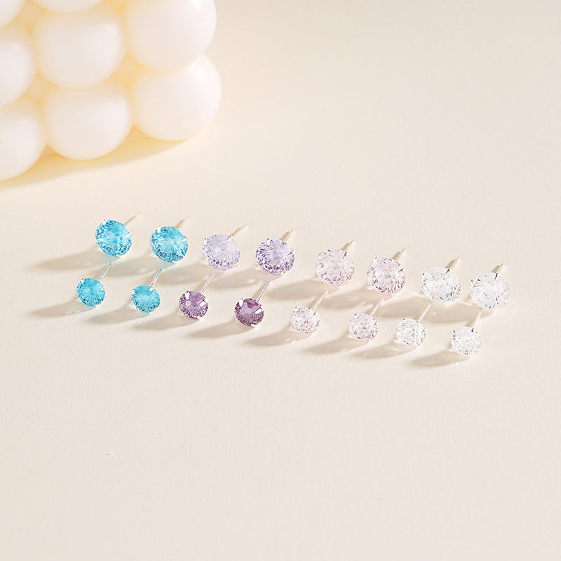 S925 Sterling Silver Bird's Nest Stud Earrings with Faceted Zirconia