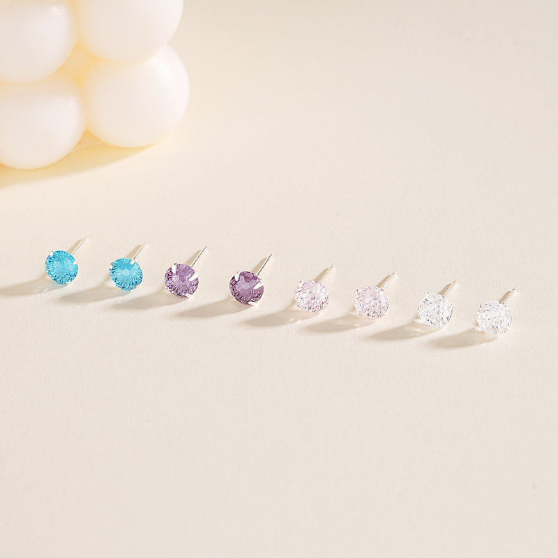 S925 Sterling Silver Bird's Nest Stud Earrings with Faceted Zirconia
