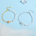 S925 Silver White Chalcedony Bracelet, Icy‑Crushed Ginkgo Leaf Safety Buckle