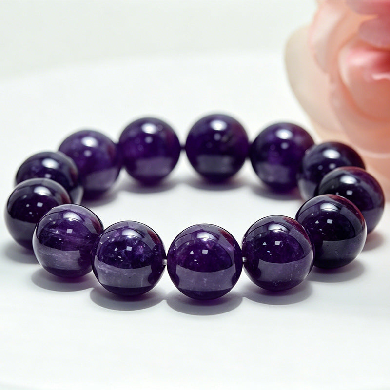 Natural large-bead amethyst bracelet