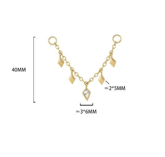 S925 Sterling Silver Chain Ear Bridge with Zirconia(Ear tips not included)